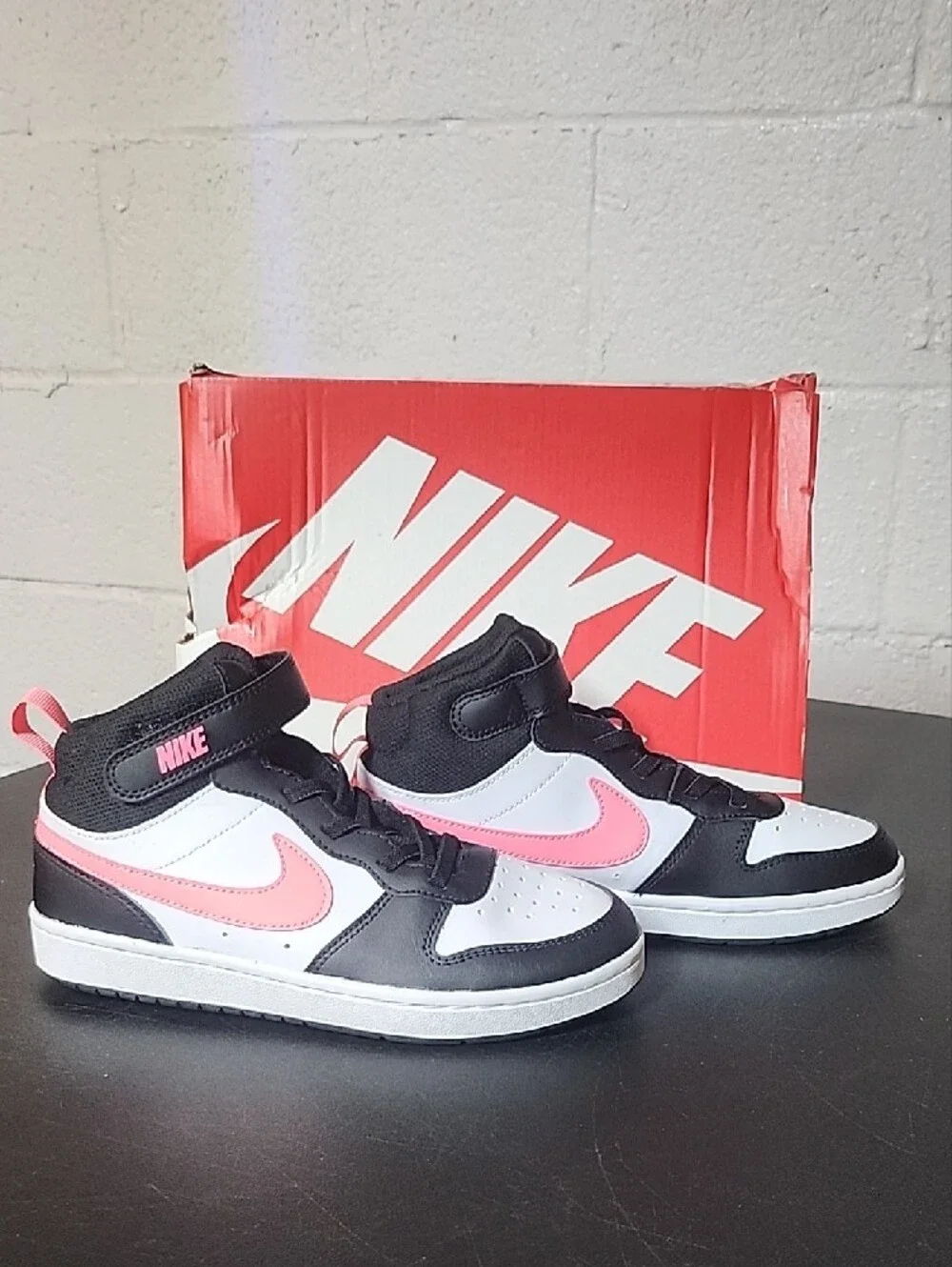 Nike Court Borough Mid 2 Black, White & Pink High-Top Sneakers